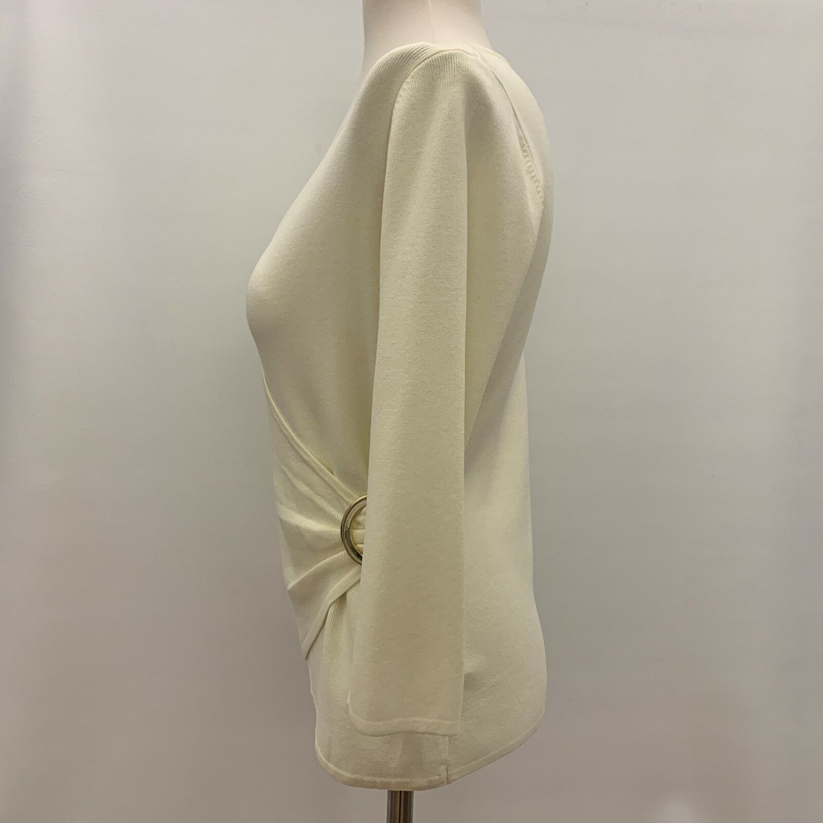 Joseph A Women's Knit Top Medium Ivory Cream Faux Wrap Nwt — image 2 of 8